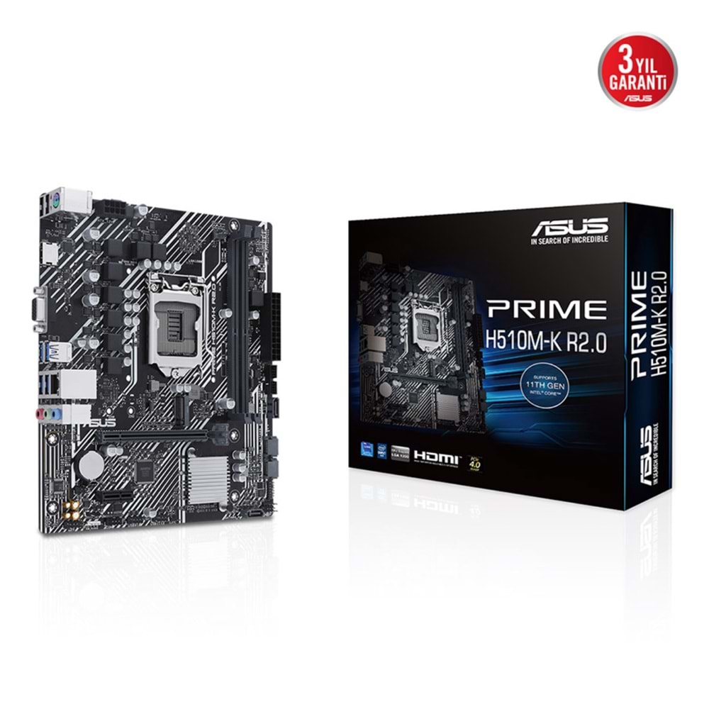 ASUS PRIME H510M-K R2.0 Intel H510 LGA1200 DDR4 HDMI VGA M2 USB3.2 5X PROTEC