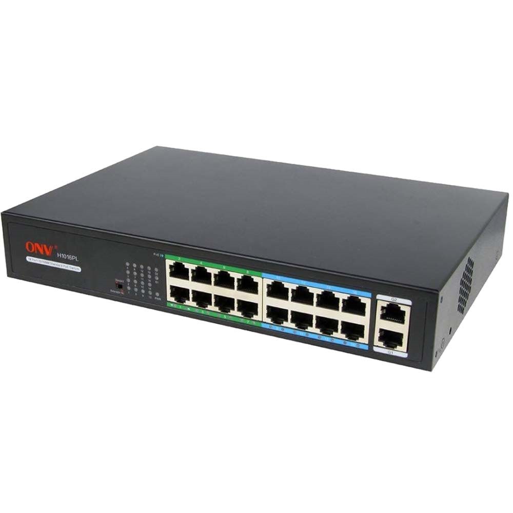 16+2 Ports PoE Switch (1-16 Ports PoE 9-16 Port Kablo Desteklemesi Şartı ile 250m) 200W AV-H1016PL