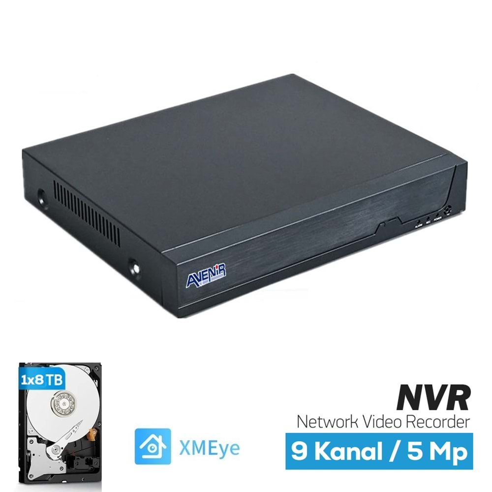8/9 Kanal 5 MP’e Kadar 1×8 TB HDD NVR Kayıt Cihazı AV-NVR08