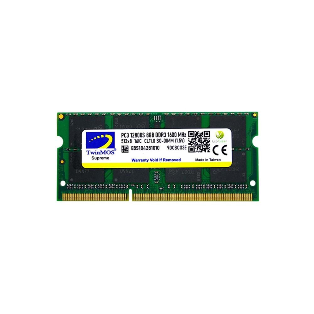 TwinMOS Sodimm 8 GB 1600MHz 1.5V DDR3 Notebook Ram