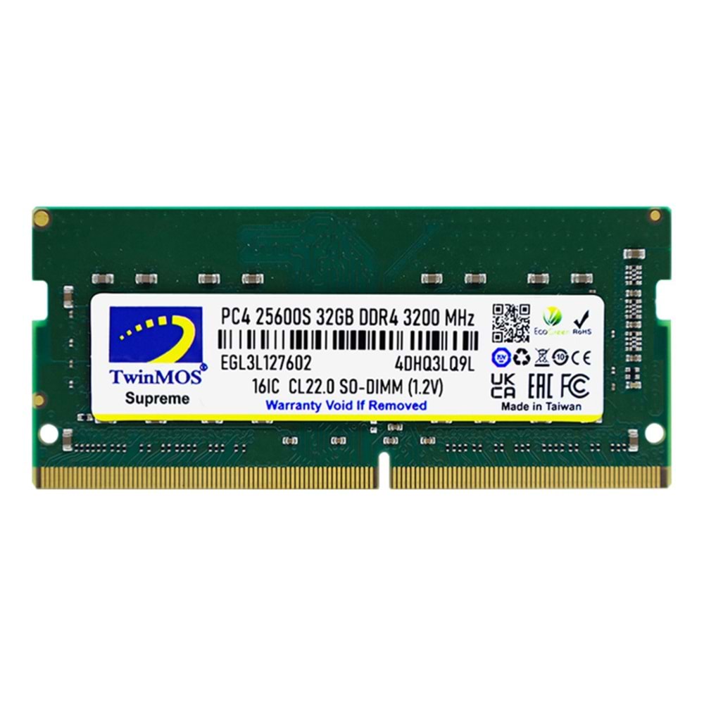 TwinMOS Sodimm 32 GB 3200MHz DDR4 Notebook Ram