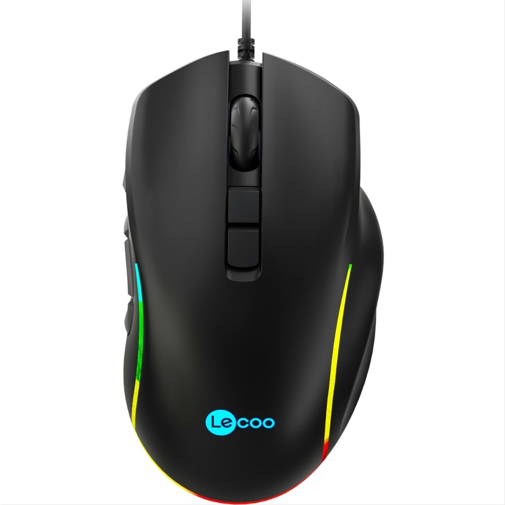LECOO MS140 SİYAH KABLOLU RGB LED 6400DPI 10T MAKRO OYUNCU MOUSE