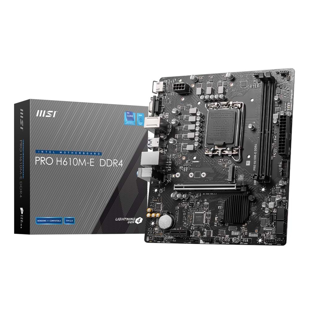 MSI PRO H610M-E DDR4 SOKET 1700 DDR4 3200(OC) HDMI VGA M.2 USB3.2 1x 1G LAN mATX
