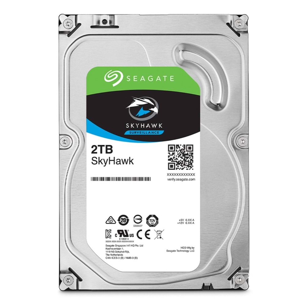 SEAGATE SKYHAWK 2 TB 64MB 5900RPM SATA3.0 7/24 DVR,NVR için Güvenlik HDD