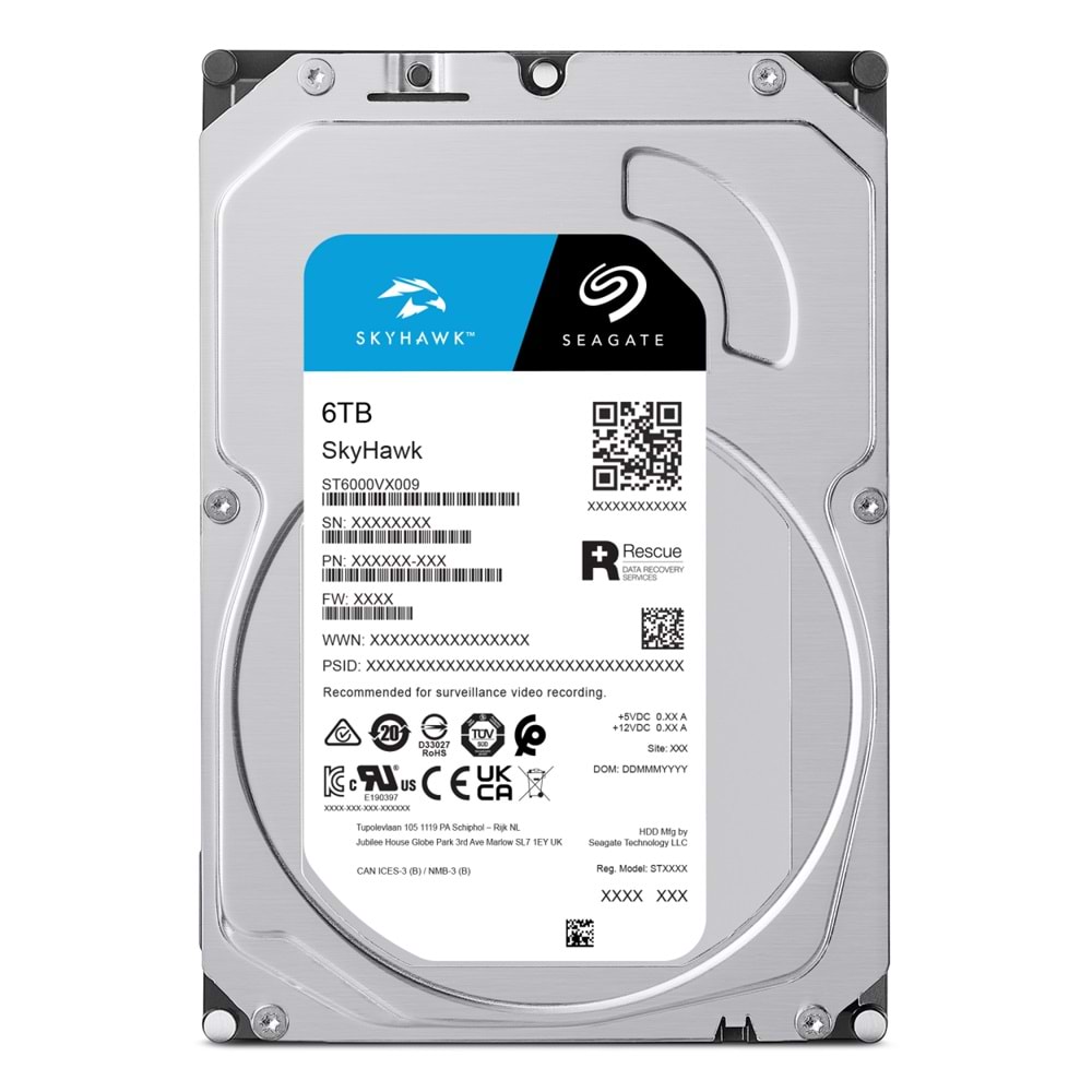 SEAGATE SKYHAWK 6 TB 256MB 5400RPM SATA3.0 7/24 DVR,NVR için Güvenlik HDD