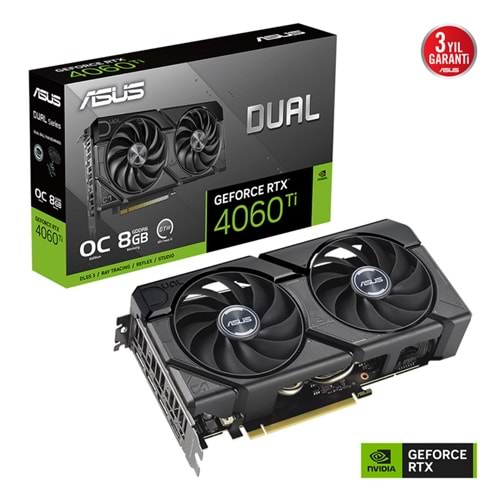 8 GB ASUS DUAL-RTX4060TI-O8G-EVO NVIDIA 128Bit GDDR6 (1xHDMI, 3xDP)