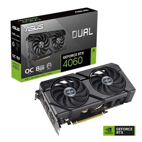8 GB ASUS DUAL-RTX4060-O8G-EVO GDDR6 128bit 2535MHz OC HDMI 3xDP DLSS3 EKRAN KAR