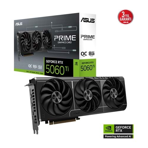 8 GB ASUS PRIME-RTX5060TI-O8G RTX 5060TI GDDR7 128Bit OC Ekran Kartı