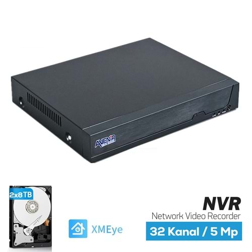 32 Kanal 5 MP’e Kadar 2×8 TB HDD NVR Kayıt Cihazı AV-NVR32