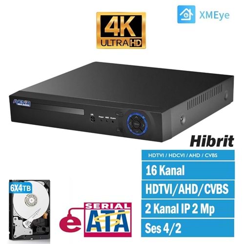 16 Kanal 2 MP 1 eSATA 4K HDTVI/AHD/CVBS 4K Kayıt Cihazı AV-DS7316HQHI-F4/N