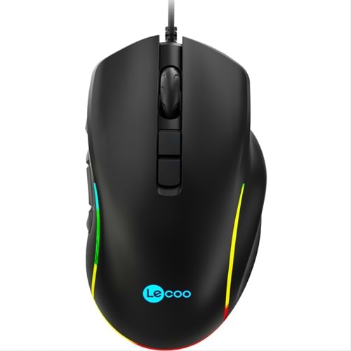 LECOO MS140 SİYAH KABLOLU RGB LED 6400DPI 10T MAKRO OYUNCU MOUSE
