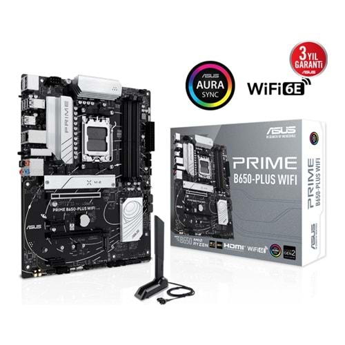 ASUS PRIME B650-PLUS WIFI AM5 DDR5 7600 2xM2 USB3.2 AX WiFi+BT AURA RGB ATX