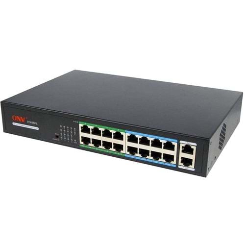 16+2 Ports PoE Switch (1-16 Ports PoE 9-16 Port Kablo Desteklemesi Şartı ile 250m) 200W AV-H1016PL