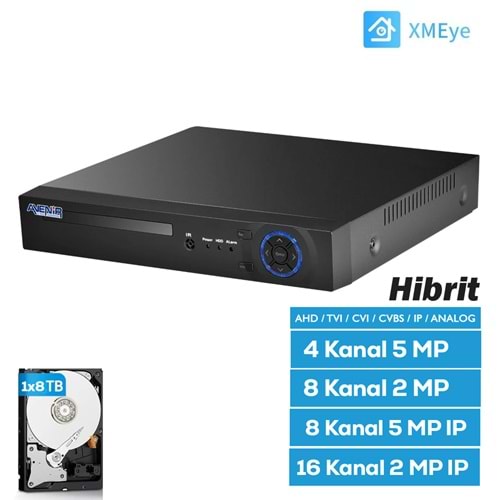 h.265 AHD DVR 8 Kanal 5 MP 5IN1 Hibrit XMEYE AV-TC08GM